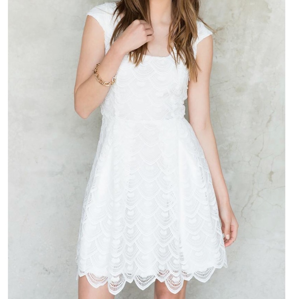 Francesca’s - White Scalloped Lace Dress- Bridal